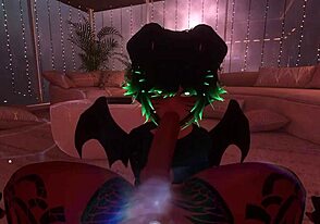 Femboy vampire celebrates Halloween in VR
