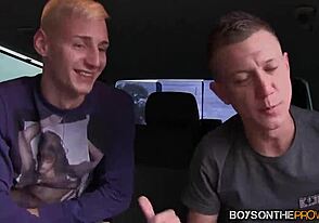 Two twinks give Josh Jared a blowjob