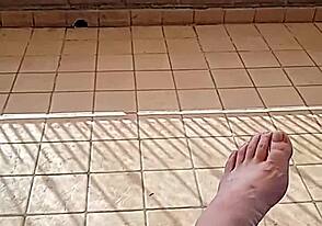 Young gay guy shows off his feet and bareback skills