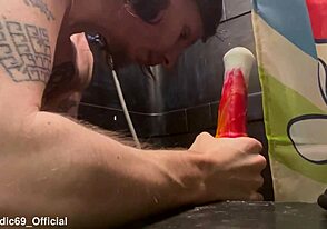 Close-up of gay man's oral pleasure
