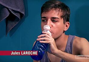 Young French guys work out and fuck at the gym