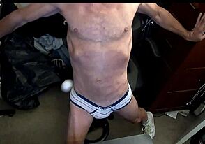 Skinny twink gets stool massage