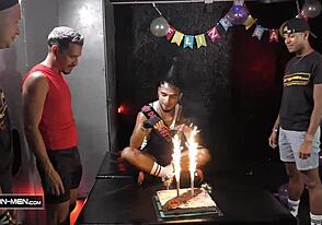 Twink's birthday cake smash with cream and cum