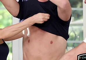 Bisexual hunk in threesome action