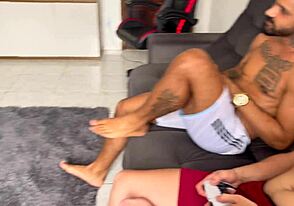 Gay masturbation scene with big cock