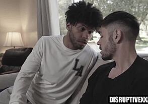 Interracial gay roommates get intimate