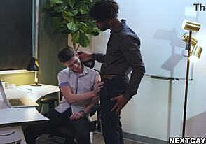 Steamy office encounter: hot gay scene