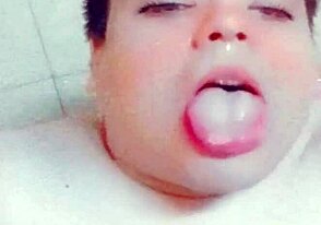 Enjoying alone with dildo ends in facial for me