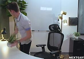 Steamy office encounter: hot gay scene