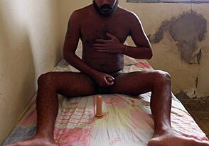 Young and straight twink masturbates with a dildo