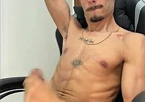 Hairy dick explodes in cum shot